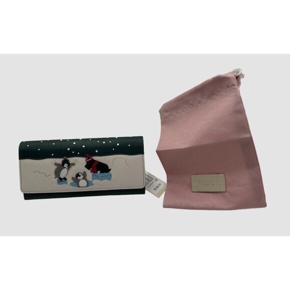 NWT Radley London HOLE LOTTA FUN Large Flap Wallet Dark GREEN Penguins MSRP 148 - Picture 2 of 16